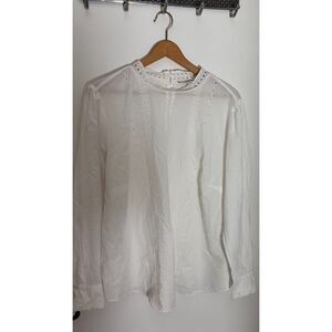 LOFT Plus Size 22 White Eyelet Blouse Cotton Boho Top